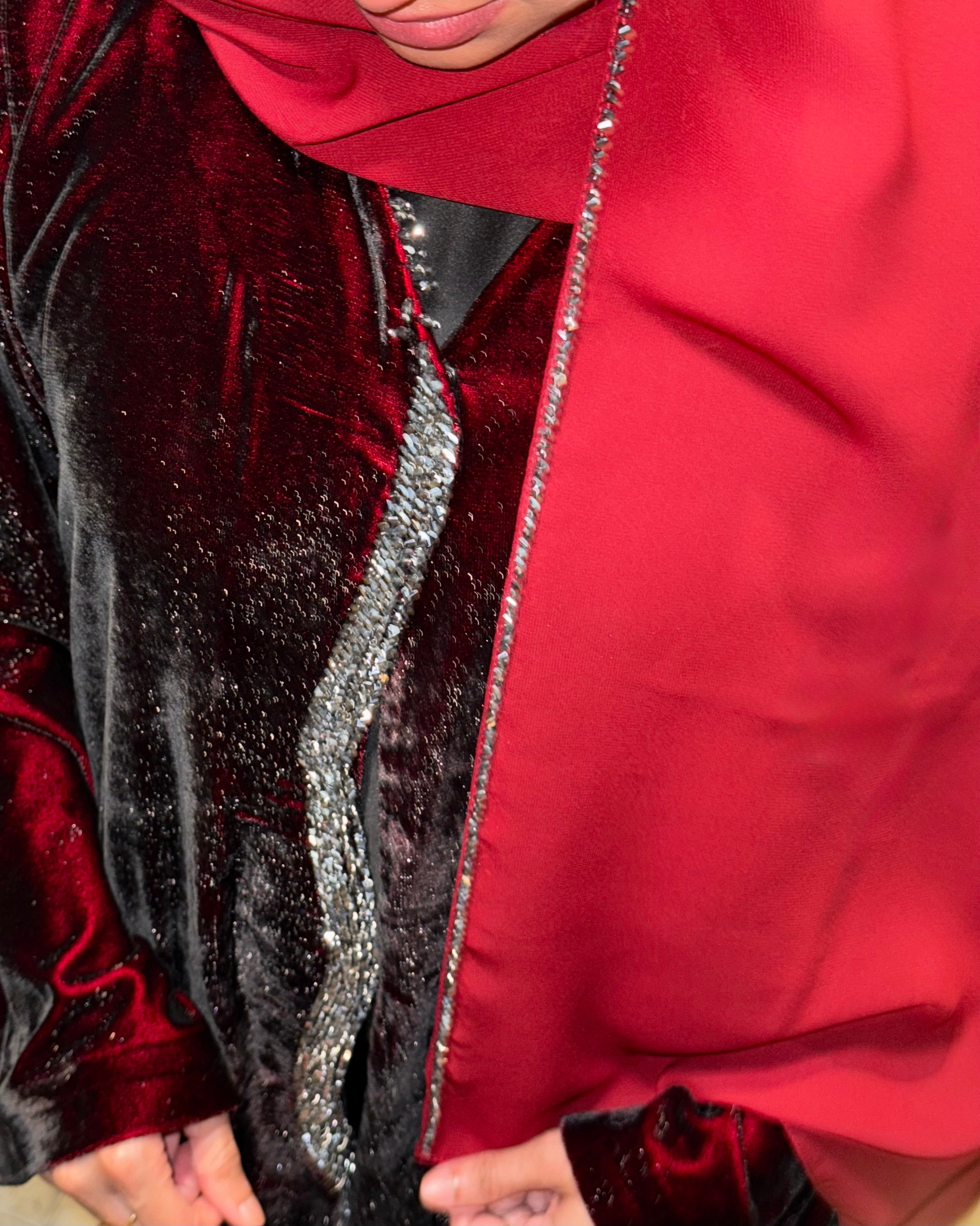 Cherry Red Abaya Set