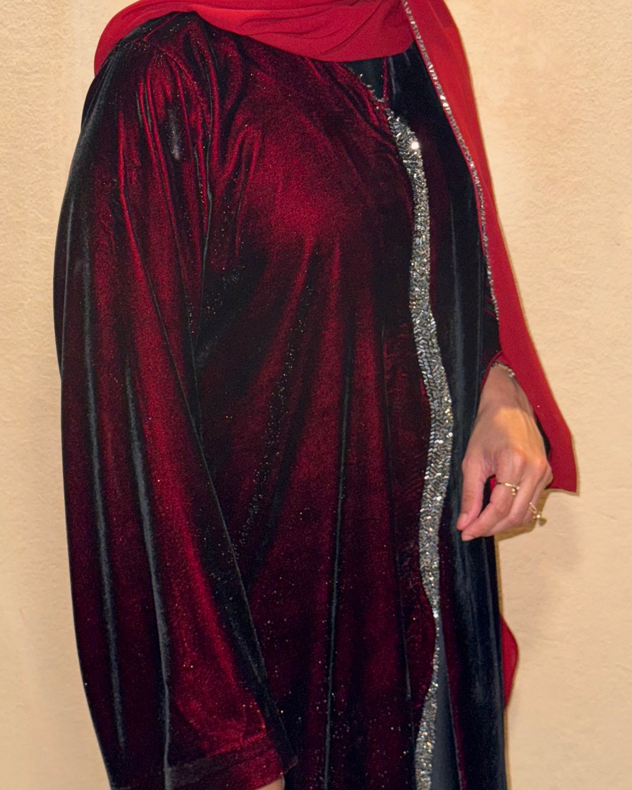 Cherry Red Abaya Set