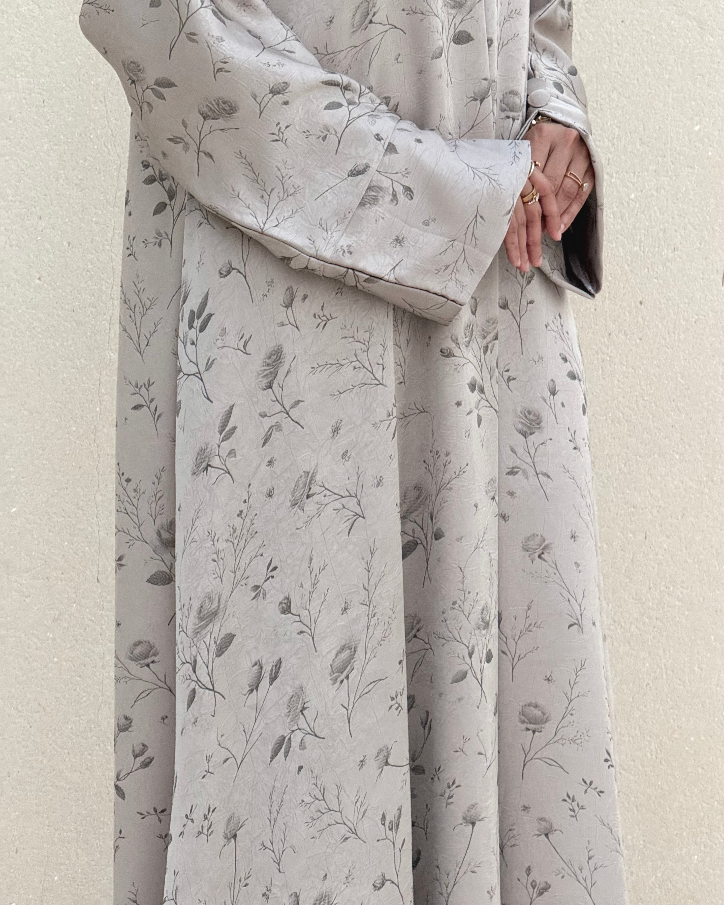 Rose Silk Abaya Set