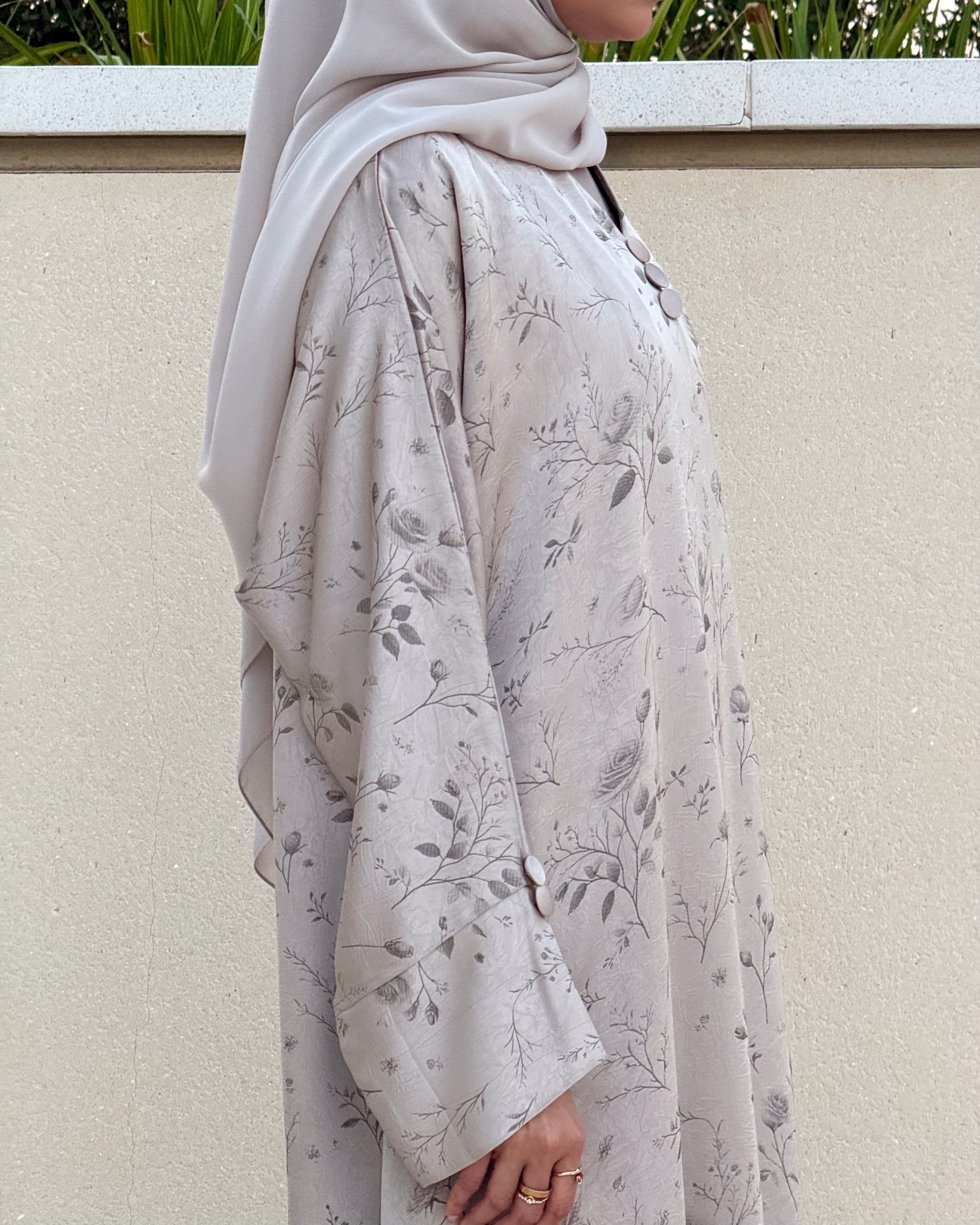 Rose Silk Abaya Set