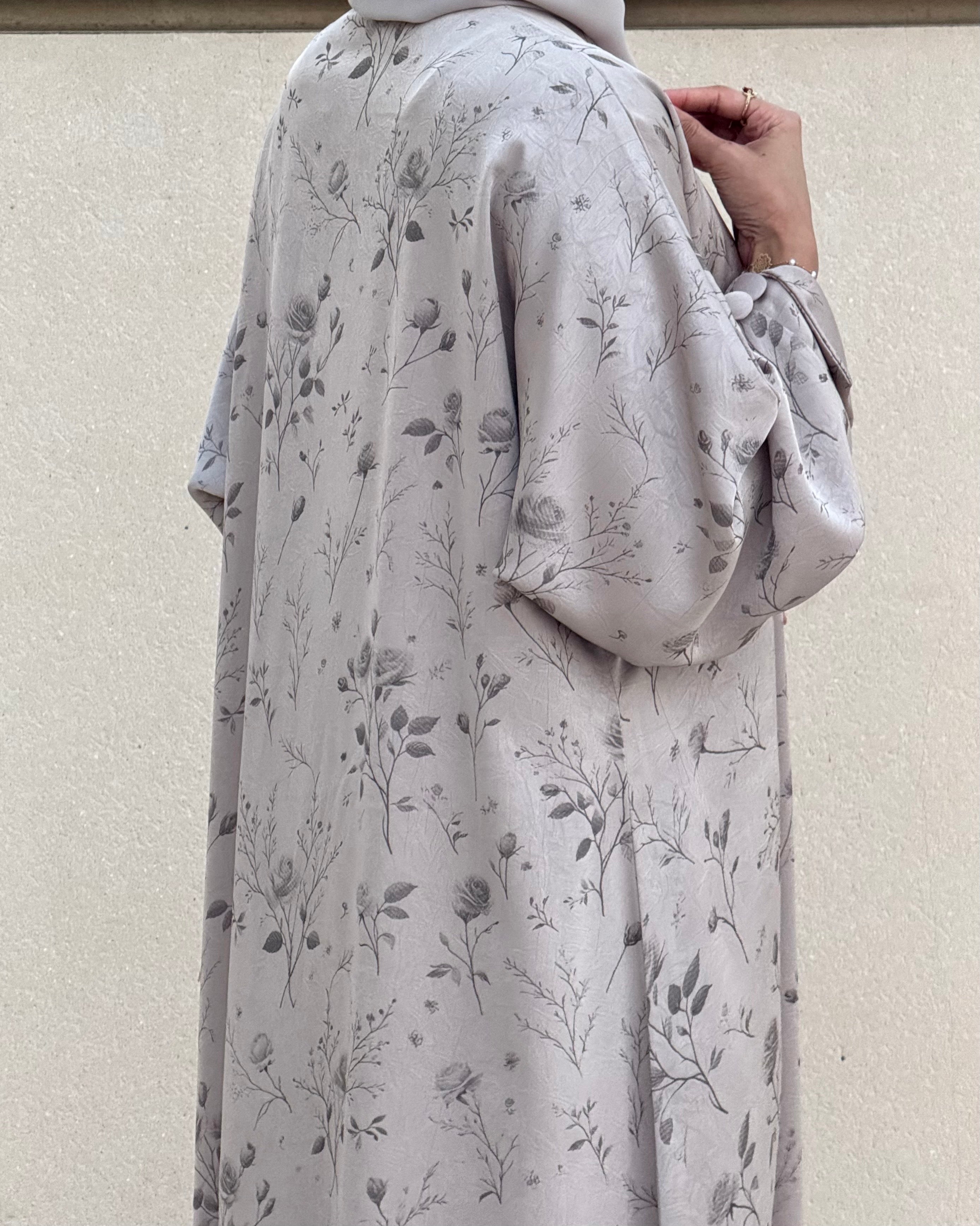 Rose Silk Abaya Set