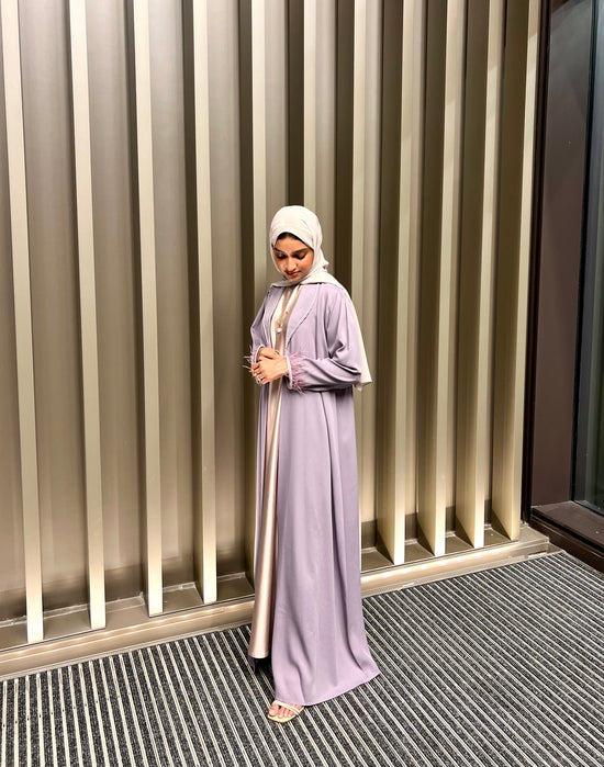 Lavender Embellished Satin Abaya main image 0